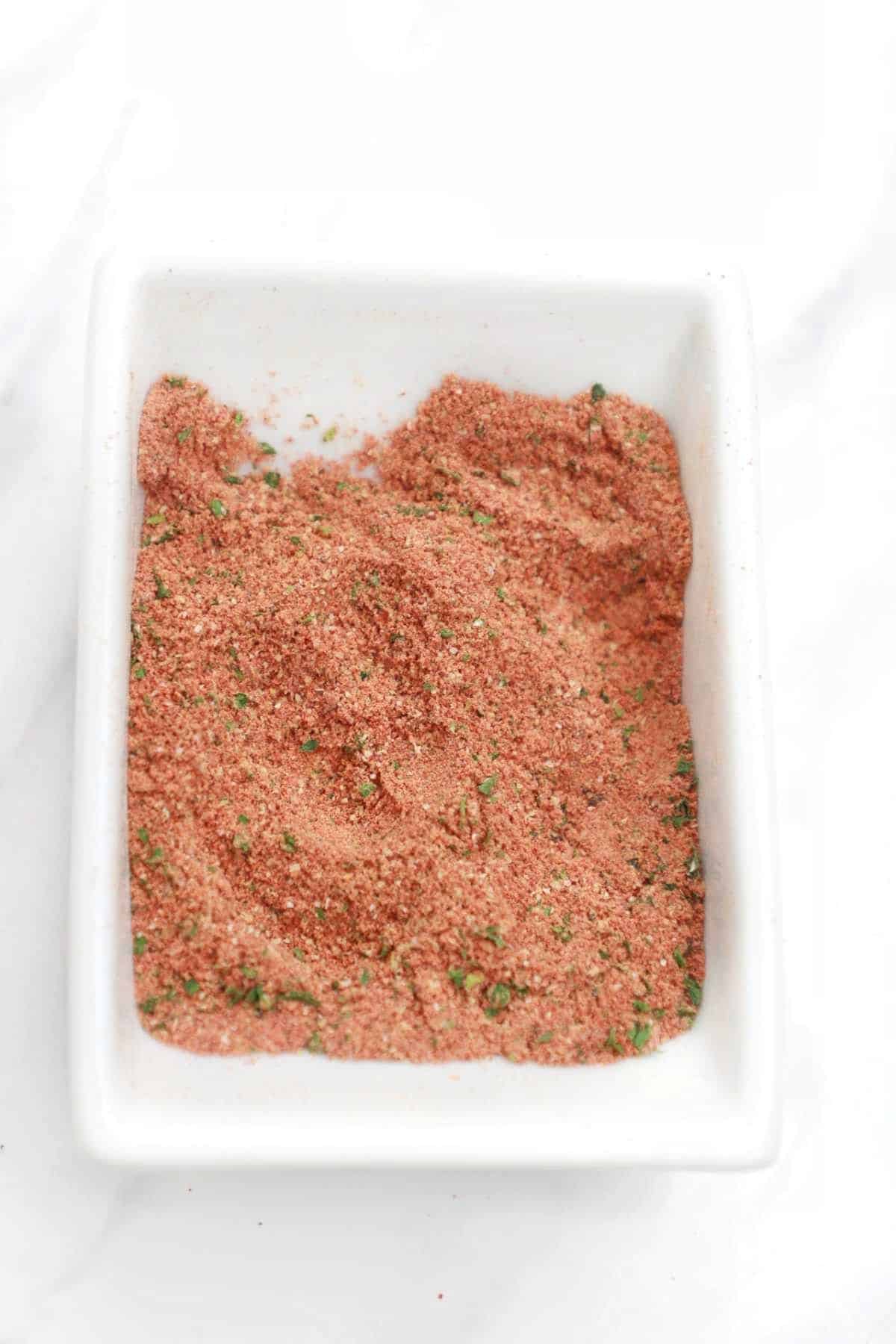 prawn seasoning displayed in a small container.