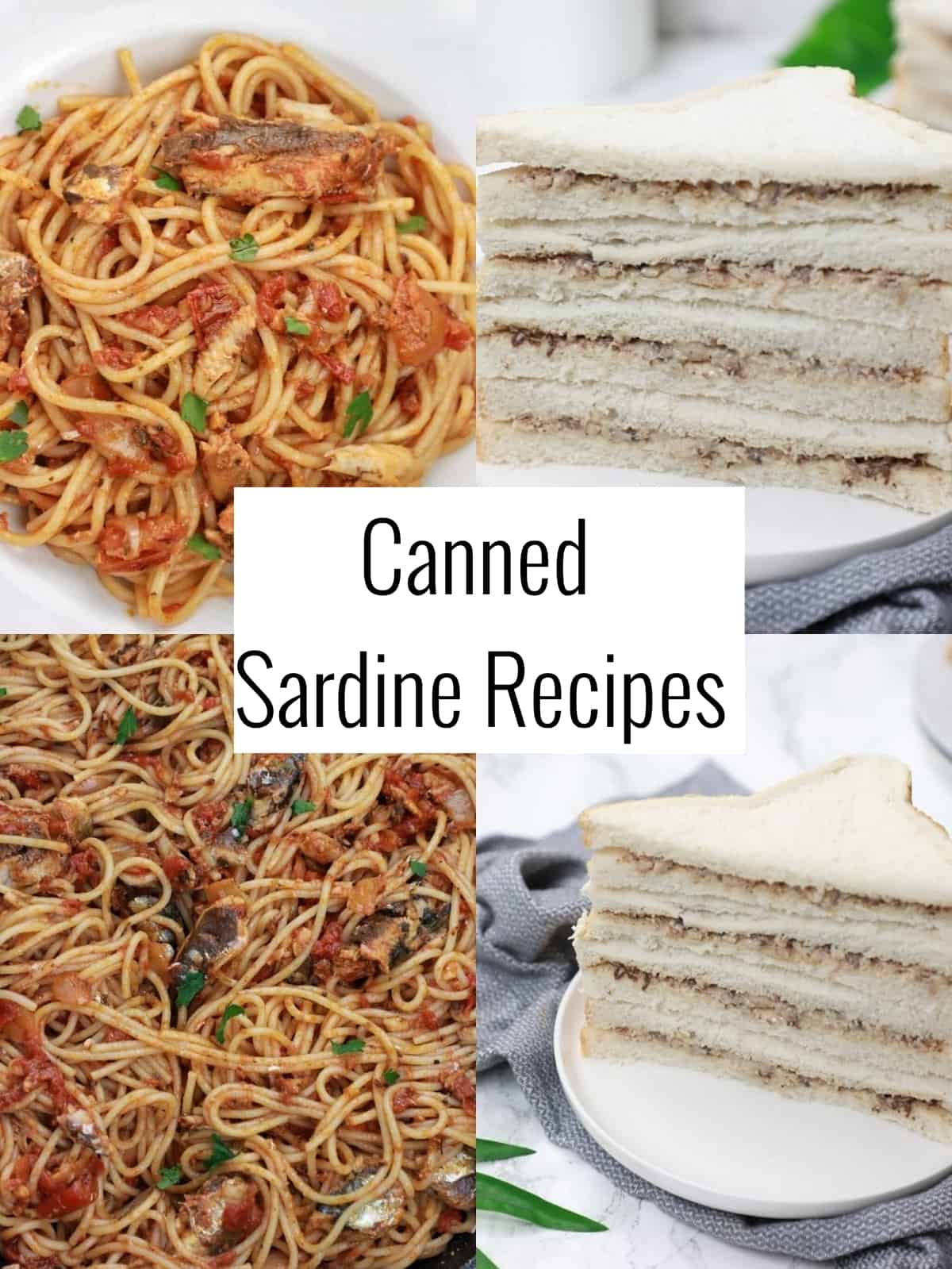 canned sardine recipes picture collage.